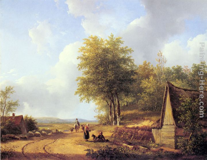 The Country Road painting - Andreas Schelfhout The Country Road art painting